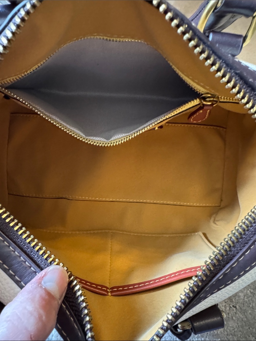 Coach Ruby Satchel 25 in Chalk with Dark Brown Trim and strap - Picture 11 of 15